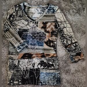 Christina Half Sleeve Top - Black, Gray, Cream